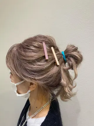 ロング カラー ヘアアレンジ 鹿児島 聖来のヘアスタイル