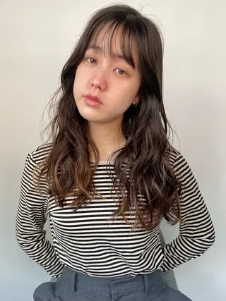 セミロング カラー パーマ 🩰オリーブ/ ベージュ松本咲花🩰のヘアスタイル