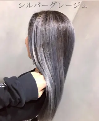 ロング カラー ハイダメージ毛 縮毛矯正のヘアスタイル