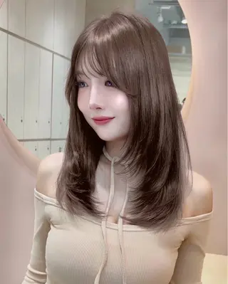 ミディアム ブリーチなし髪質改善 🎀はのん 韓国ヘアのヘアスタイル
