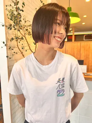 ショート カラー パーマ ヘアアレンジ ❣️倉敷❣️美髪 カラー能登一成のヘアスタイル