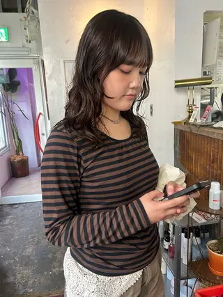 セミロング パーマ 小川真歩/パーマ /暖色オリーブのヘアスタイル