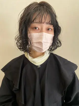 ミディアム カラー パーマ ヘアアレンジ ボブ/透明感カラー 🧸YUI❤️のヘアスタイル