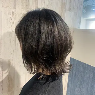 ミディアム カラー パーマ 坪内 麻里子のヘアスタイル