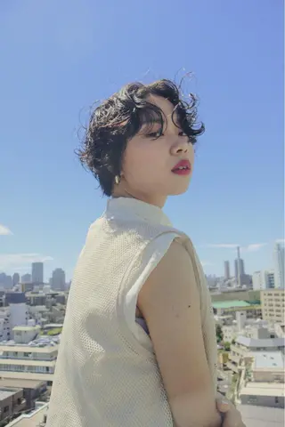 ショート タンバルモリパーマ 礒井メンキのヘアスタイル