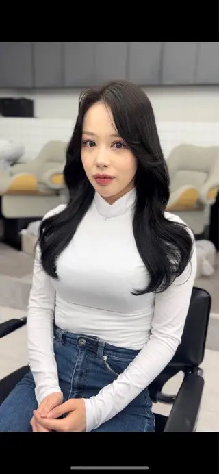 ロング カラー 韓国ヘア♡ 顔まわりカットayaのヘアスタイル