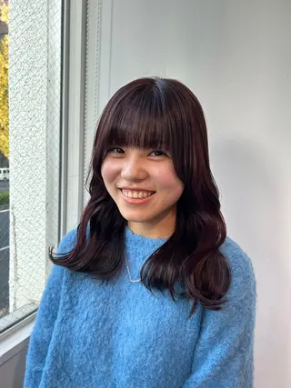 セミロング カラー 愛結 暖色カラー🎀🩰のヘアスタイル