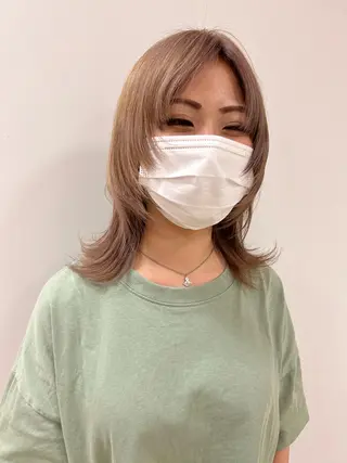 ミディアム カラー ハイトーン/ウルフ /レイヤー/坂野幸伸のヘアスタイル