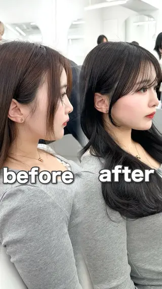 セミロング 前髪顔まわりカット 🌈中村海聖のヘアスタイル