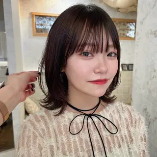 ミディアム 艶カラー/ボブ /似合わせ/田口愛那のヘアスタイル
