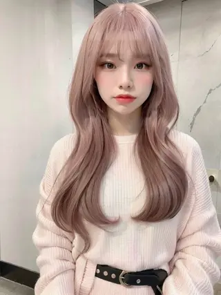 ロング カラー ヘアアレンジ 🧸髪質改善ケアカラ ー/アイドル前髪🧸のヘアスタイル