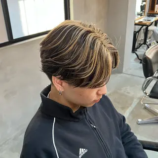 ミディアム カラー メンズ センターパート職人 店長/TSUBASAのヘアスタイル