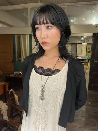 ミディアム ハイトーン/顔まわり レイヤー/YUKAのヘアスタイル