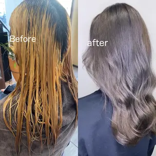 セミロング カラー ヘアアレンジ HAIRSALONLOOP所属・川上 麻梨阿のヘアスタイル