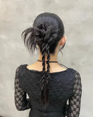 ロング ヘアアレンジ 【ピンク/韓国ヘア/ ヘアセット】亜海のヘアスタイル