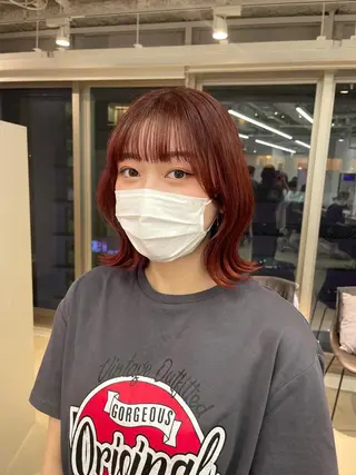 ミディアム カラー 店長 MANAMI /ブリーチ/骨格ボブのヘアスタイル