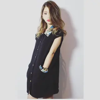 ミディアム セミロング カラー 永田 崇のヘアスタイル