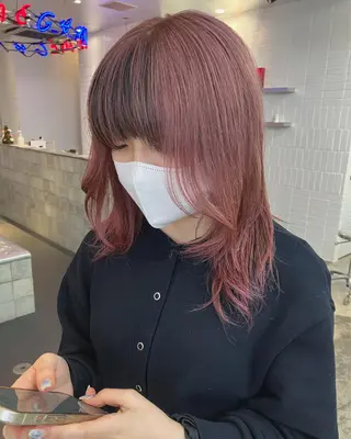 ミディアム カラー 🥣ミコト/ウルフ ハイトーン特化🥣のヘアスタイル
