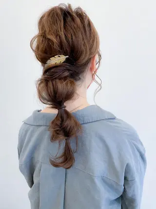 ミディアム カラー ヘアアレンジ Luxbe hakataのヘアスタイル