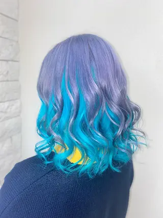 ミディアム ゆぴ☾‪/推しカラー /ハイトーンのヘアスタイル