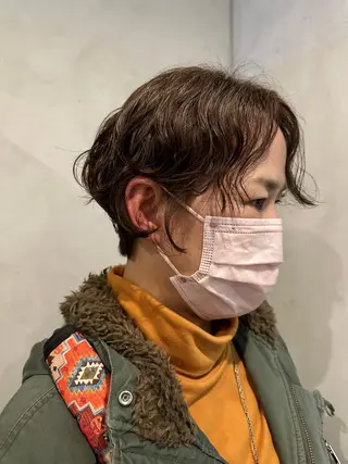 ショート パーマ Aust hair Stella新宿所属・Yuki☺︎パーマ レイヤーカットウルフのヘアスタイル