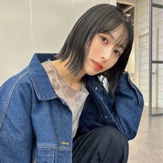 ミディアム 艶カラー/ボブ /似合わせ/田口愛那のヘアスタイル