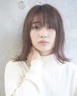 ミディアム カラー パーマ 艶髪カラー 渡辺岳也のヘアスタイル