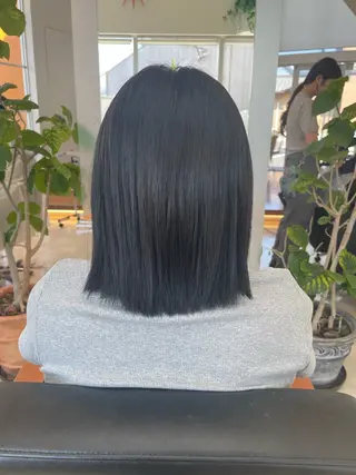 ミディアム 縮毛矯正/垢抜け暗髪 アヤカのヘアスタイル