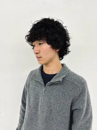 パーマ メンズ スパイキーパーマ 柏NO1 藤本葉のヘアスタイル