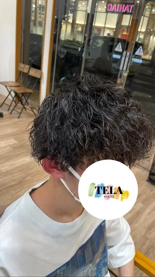 ショート パーマ メンズ TELA HAIR 瑞江店所属・髪質改善✨透明感 片塩のヘアスタイル