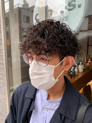 パーマ メンズ ボブ　くせ毛風パーマ 艶カラー/横山大樹のヘアスタイル