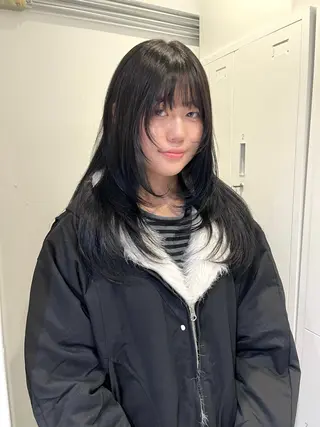 ロング カラー ハッシュカット🐈 韓国レイヤー/ののかのヘアスタイル