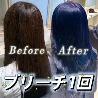 ロング カラー ブリーチ/Wカラー/ 💙青髪 みずき💙のヘアスタイル