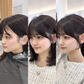 ミディアム レイヤーカット/ 顔まわり/アオイのヘアスタイル