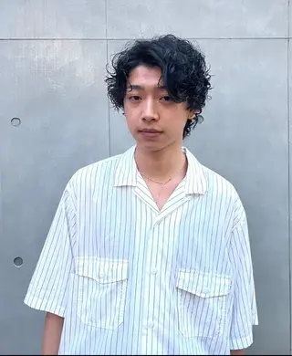 セミロング パーマ メンズ メンズスタイリスト リュウジのヘアスタイル