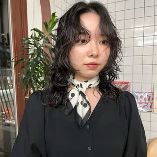 ミディアム パーマ ボブパーマ/パーマ ウルフパーマのヘアスタイル