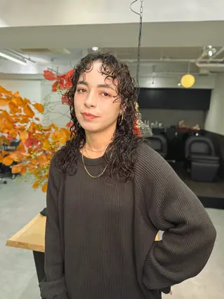 ミディアム パーマ パーマ＊ 顔まわり似合わせのヘアスタイル