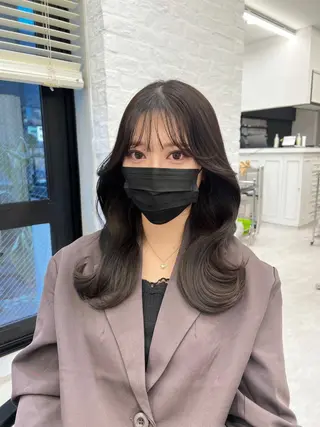 セミロング 韓国ヘア♡ 顔まわりカットayaのヘアスタイル