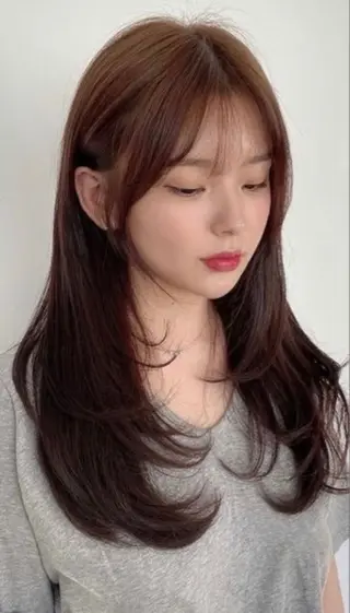 セミロング カラー 韓国/レイヤーカット 髪質改善特化のヘアスタイル