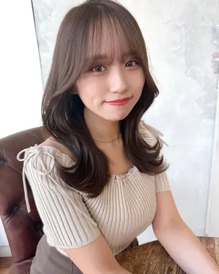 セミロング カラー 顔周り/くびれヘア 韓国ヘア💕風間るなのヘアスタイル
