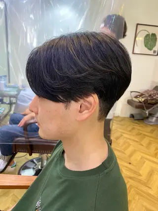 パーマ メンズ センターパートの神様 マッシュ 関口 柊太のヘアスタイル