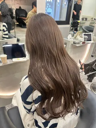 セミロング カラー fumika🎀 韓国ヘア×ベージュのヘアスタイル