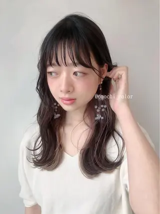 セミロング カラー パーマ ヘアアレンジ 隠れ家サロンso you所属・yukimi .のヘアスタイル