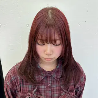 セミロング カラー ❣️星野のあ❣️ 優しいダブルブリーチのヘアスタイル