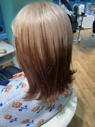 ミディアム カラー 🧸プルエクステ❤︎ ネイルKAO🧸のヘアスタイル