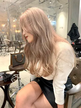 ロング カラー ヘアアレンジ ハイトーン/美髪矯正 🍃大江拓実のヘアスタイル