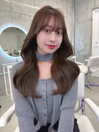 ロング カラー Minori🤎 ナチュラル韓国ヘアのヘアスタイル