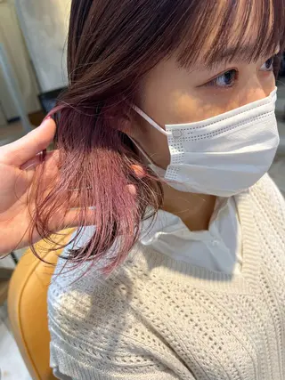 ミディアム カラー ヘアアレンジ サナ🌱 切りっぱなしボブのヘアスタイル