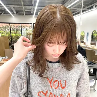 ミディアム カラー ヘアアレンジ ハル🌸柔色/ ブリーチなし/艶髪のヘアスタイル