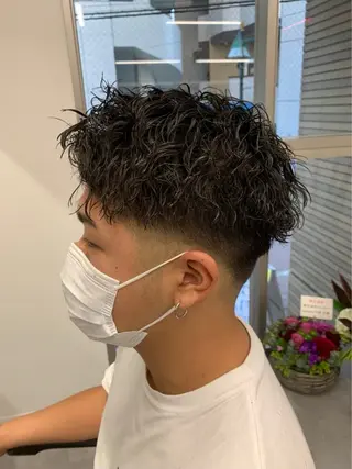 ショート パーマ メンズ 町田/波巻き/ シャドウ/メンズのヘアスタイル